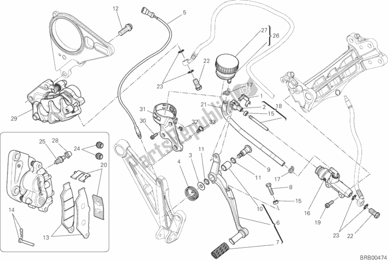 Toutes les pièces pour le Système De Freinage Arrière du Ducati Diavel Carbon FL 1200 2016